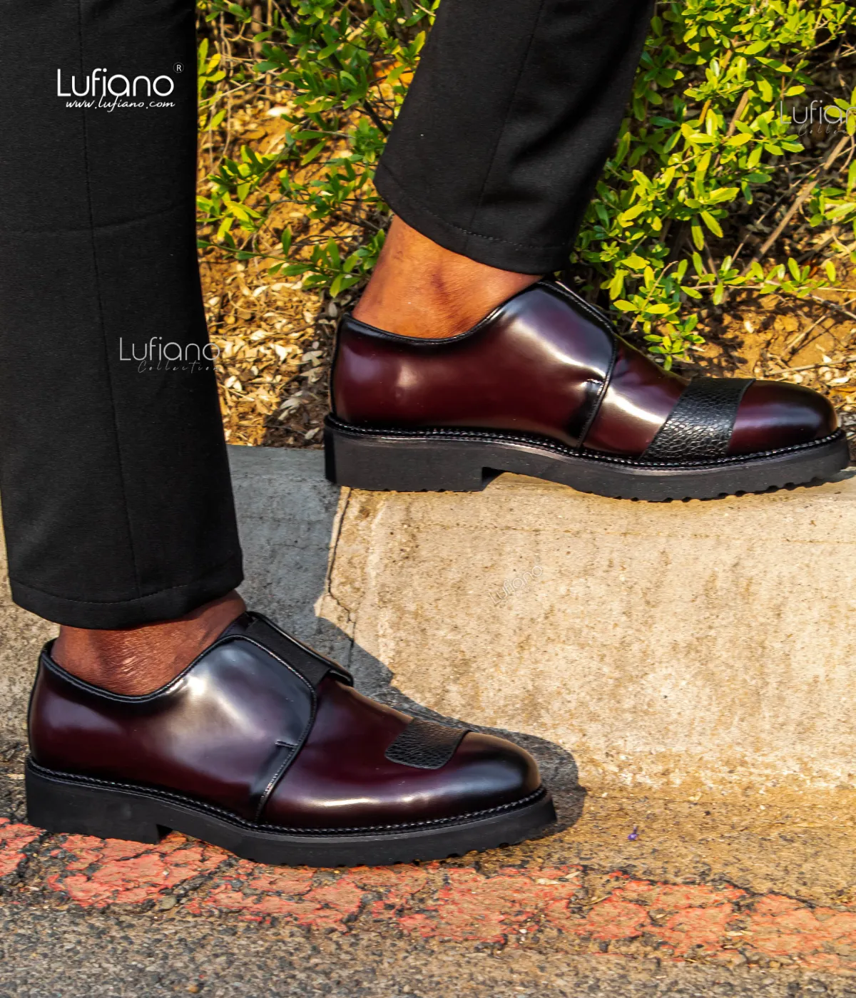 230 - Lufiano Slip On: Burgundy