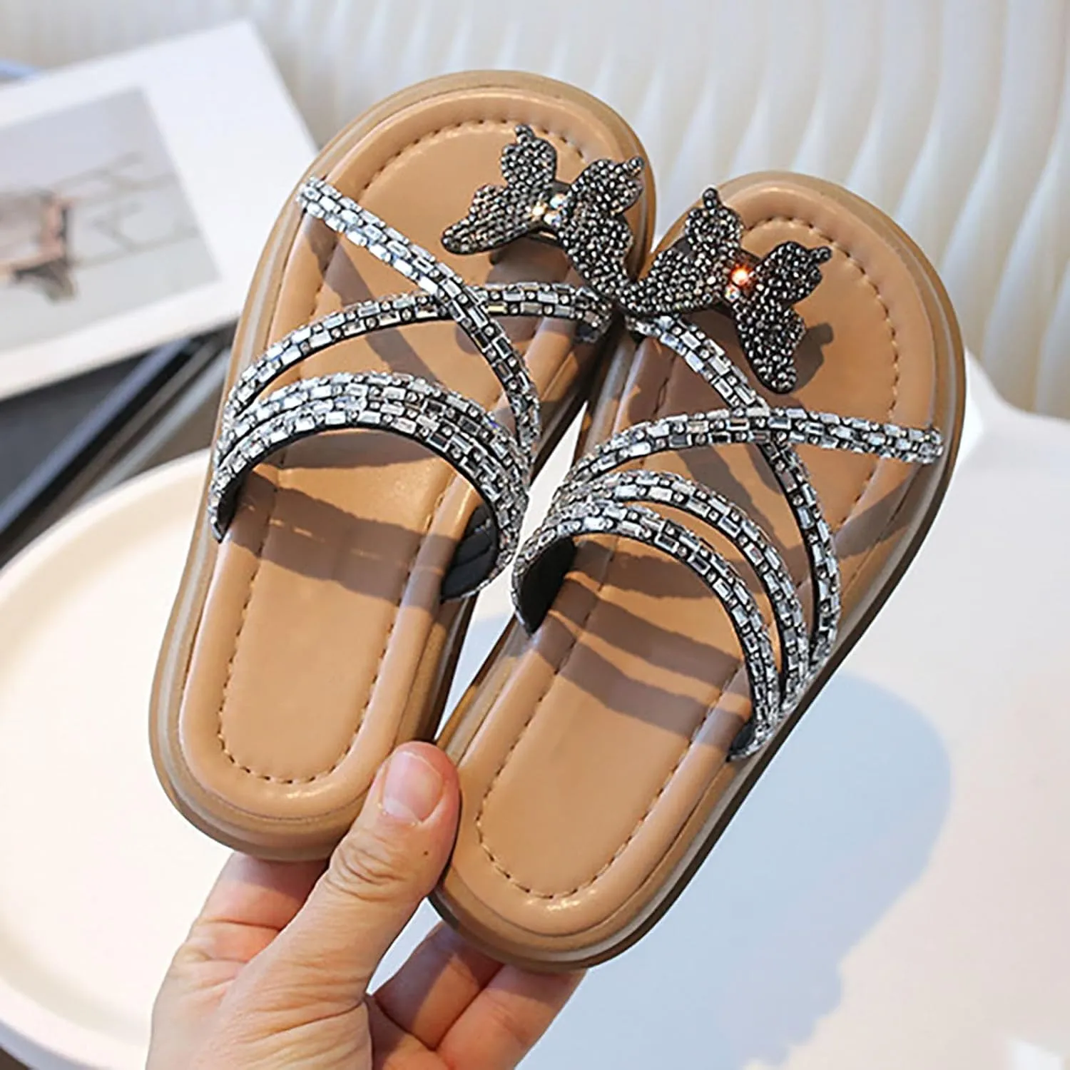 Baby Girls Open Toe Bow Sandals Slipper Flat Leather Non Slip Wide Shoes Infant Newborn Summer Beach Water Shoes