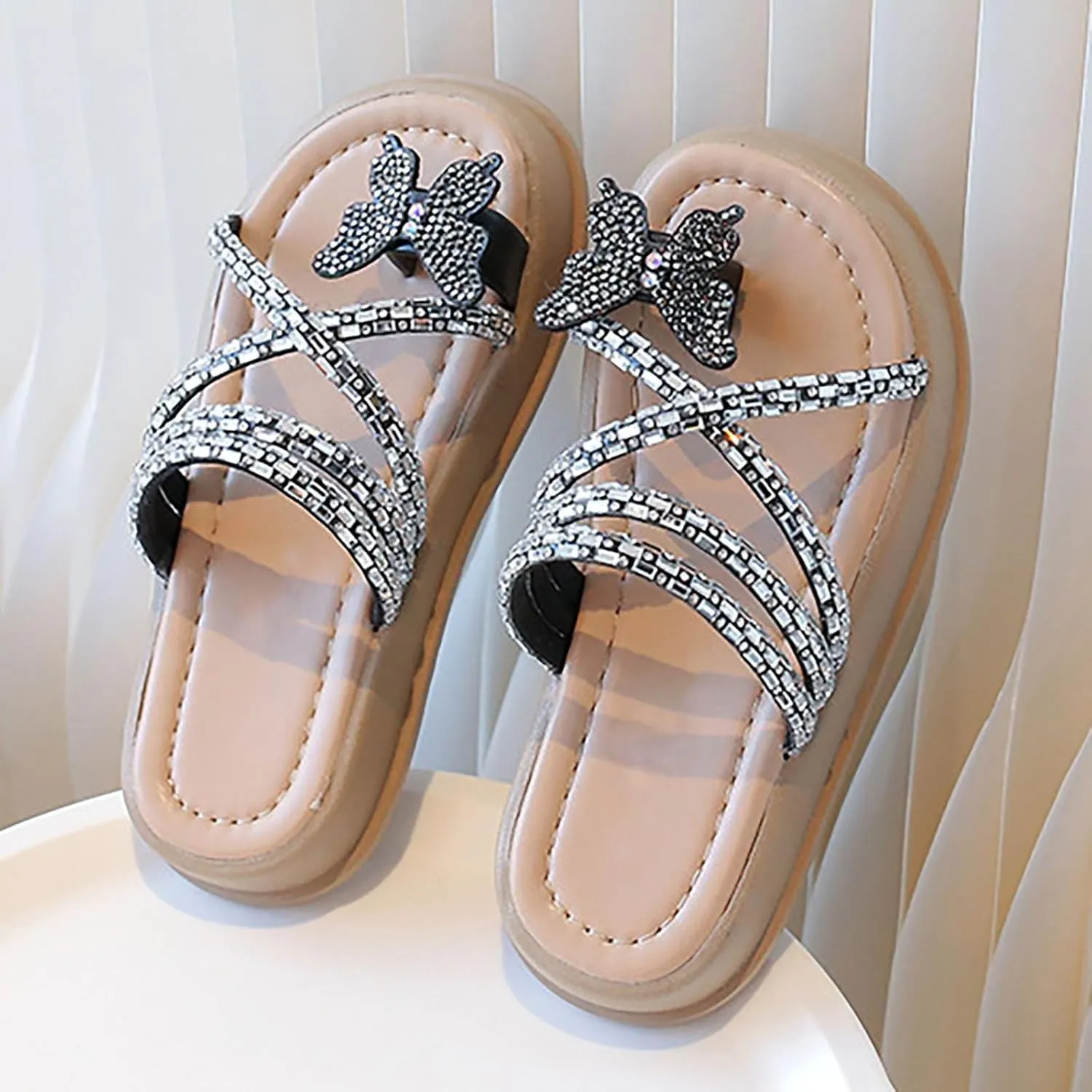 Baby Girls Open Toe Bow Sandals Slipper Flat Leather Non Slip Wide Shoes Infant Newborn Summer Beach Water Shoes