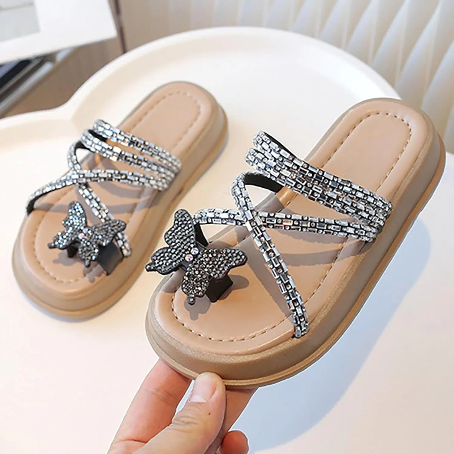 Baby Girls Open Toe Bow Sandals Slipper Flat Leather Non Slip Wide Shoes Infant Newborn Summer Beach Water Shoes