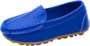 Boys Girls Leather Loafers Soft Slip-On Texture Flat𝘀 Boat Dress 𝗠occasin Schooling Daily Casual Walking Shoes