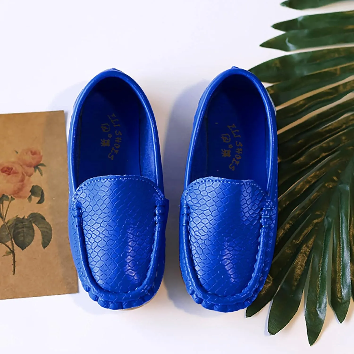 Boys Girls Leather Loafers Soft Slip-On Texture Flat𝘀 Boat Dress 𝗠occasin Schooling Daily Casual Walking Shoes