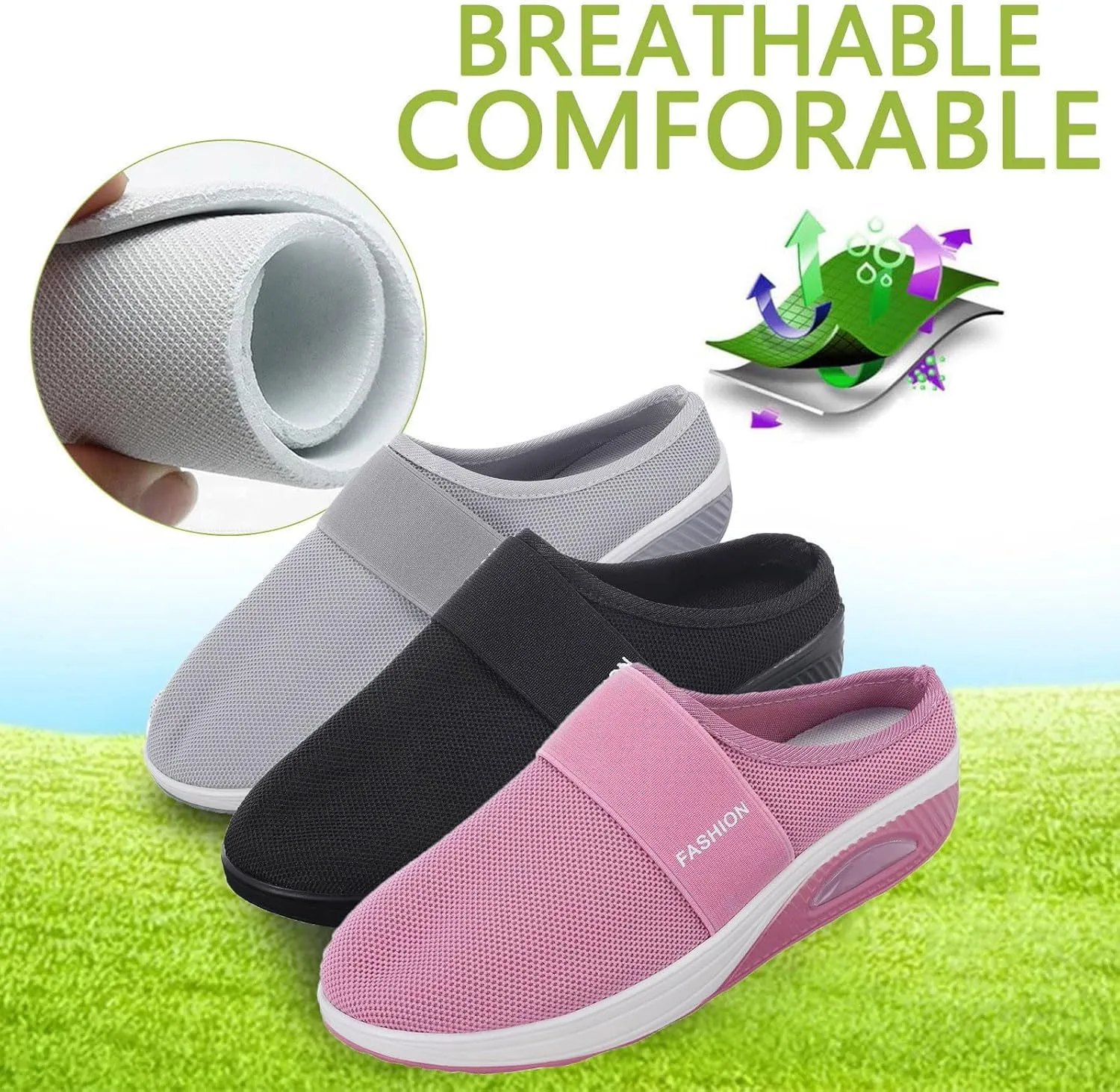 Cathalem Orthopedic Sneakers for Women, Women's Air Cushion Slip-On Walking Shoes Orthopedic Diabetic Walking Shoes