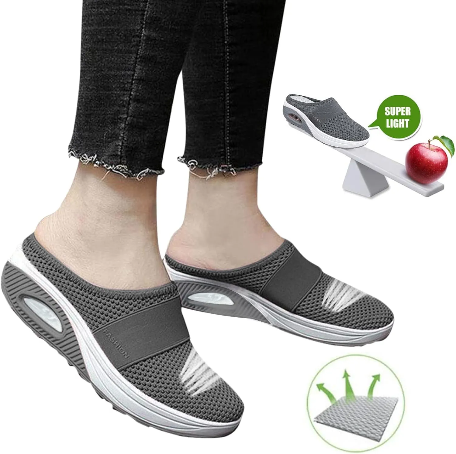 Cathalem Orthopedic Sneakers for Women, Women's Air Cushion Slip-On Walking Shoes Orthopedic Diabetic Walking Shoes
