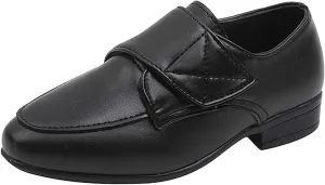 Fashion Children Boys Leather Shoes Pointed Low Heel Solid Color Hook Loop Slip On Dress Shoes for Toddler Girls