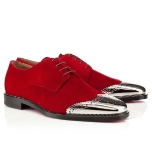 New Handmade Red Suede Leather Lace Up Shoe, Men Red Shoes,Dress Formal Shoes