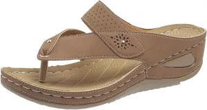 Orthopedic Sandals for Women 2025 Arch Support Wedge Casual Comfortable Flat Non-Slip Summer Beach Dress Shoes Trendy Flops 2025 Slip On Dressy Flats Flip Ladies Outdoor Slides Slippers