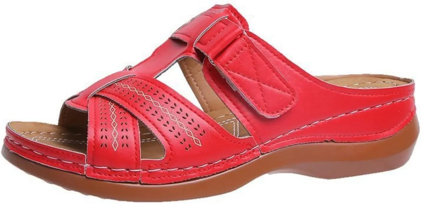Orthopedic Sandals for Women Arch Support Flat Slipper Platform Wedge Open Toe Soft Comfort Beach Outdoor Walking Shoes Comfortable Lightweight Slippers with Summer Dressy Ankle Strap