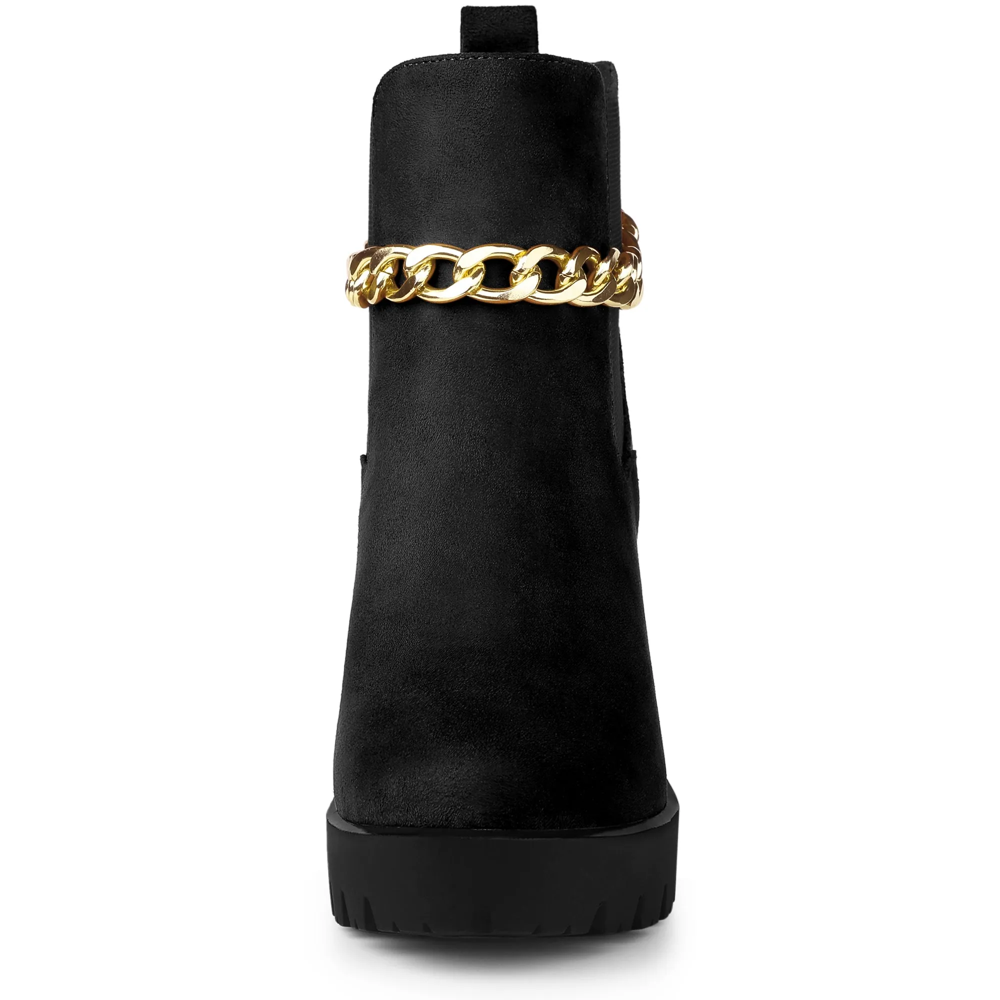 Platform Chain Chunky High Heel Chelsea Boots