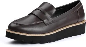 Platform Penny Loafers for Women,Slip On Leather Loafers Casual Business Work Dress Shoes