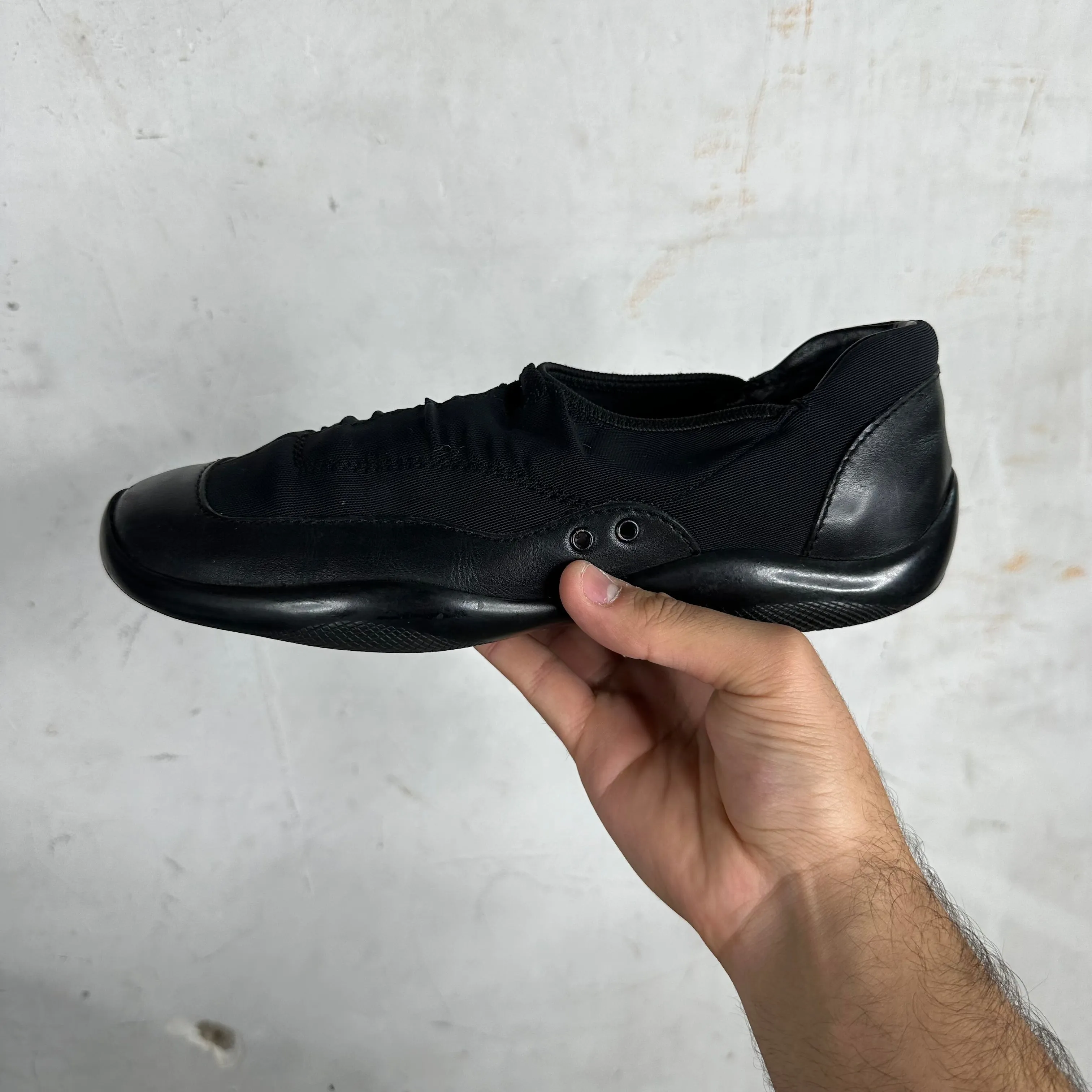 Prada Elastic Leather Slip Ons