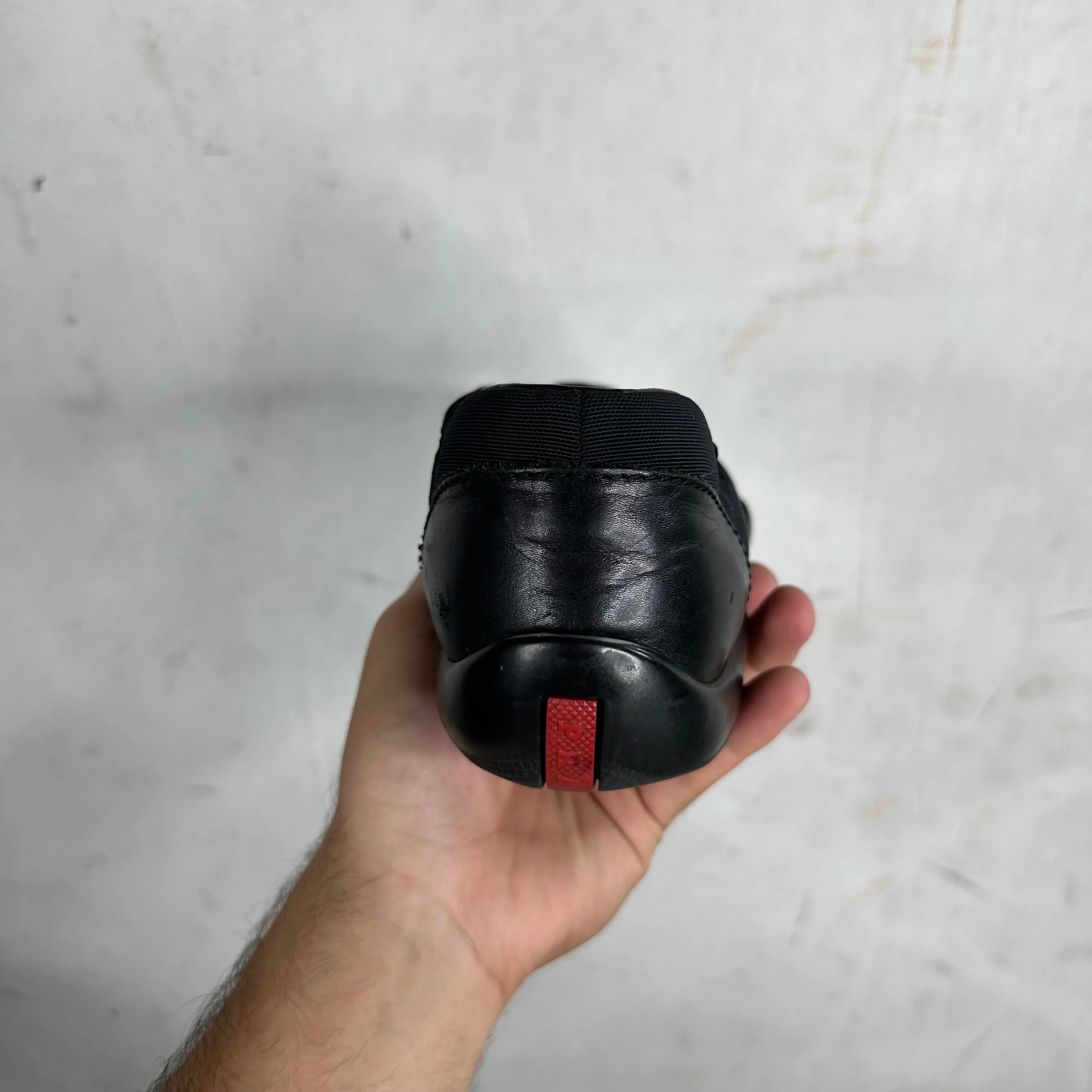Prada Elastic Leather Slip Ons