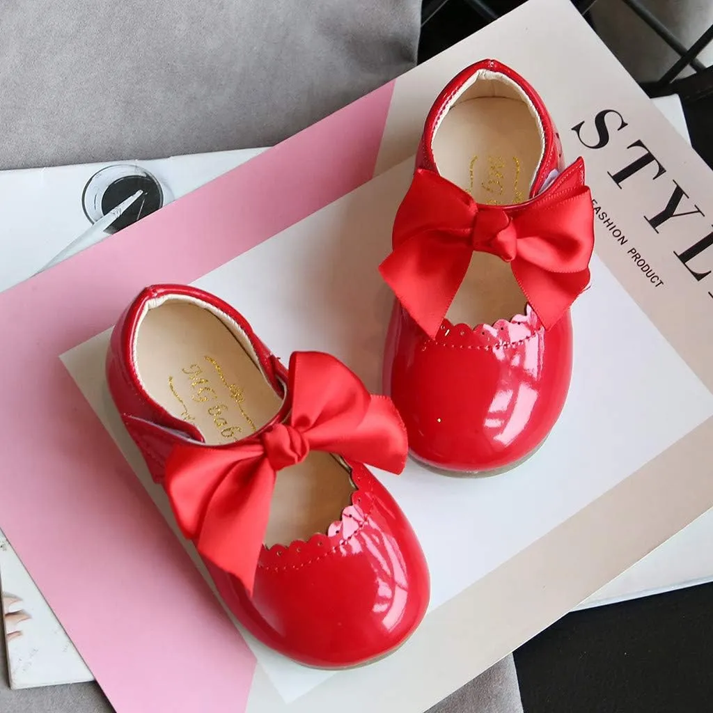 Toddler Girls Mary Jane Dress Shoes Ballet Flat𝘀 Slip-On Bowknot Wedding Par𝘁y Size Five Toddler Boy Shoes